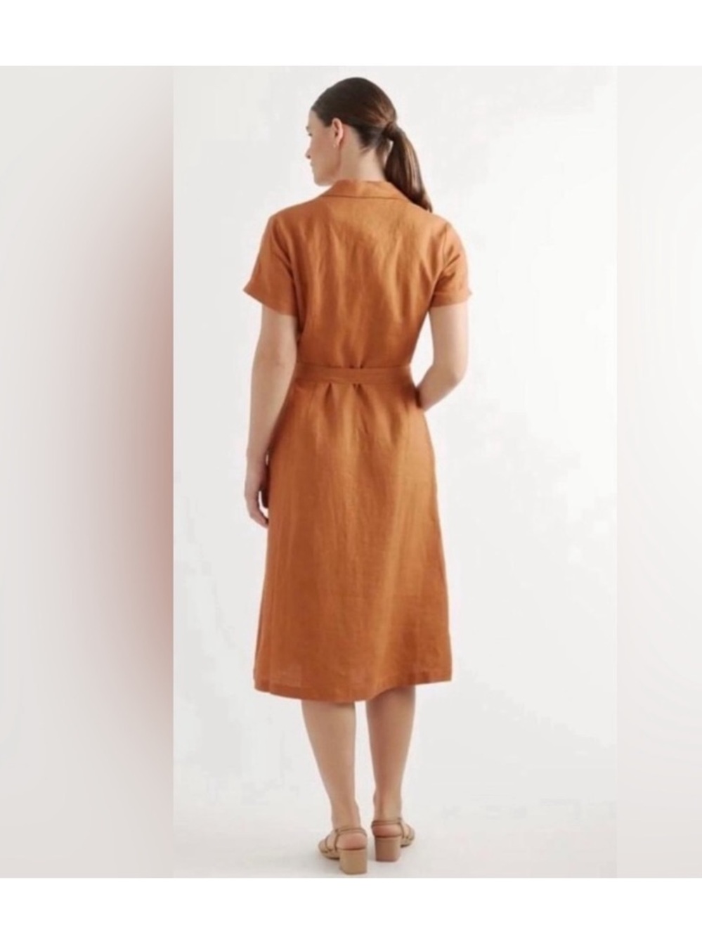 NWT QUINCE 100% Linen Belted Shirt Dress - Picture 8 of 8